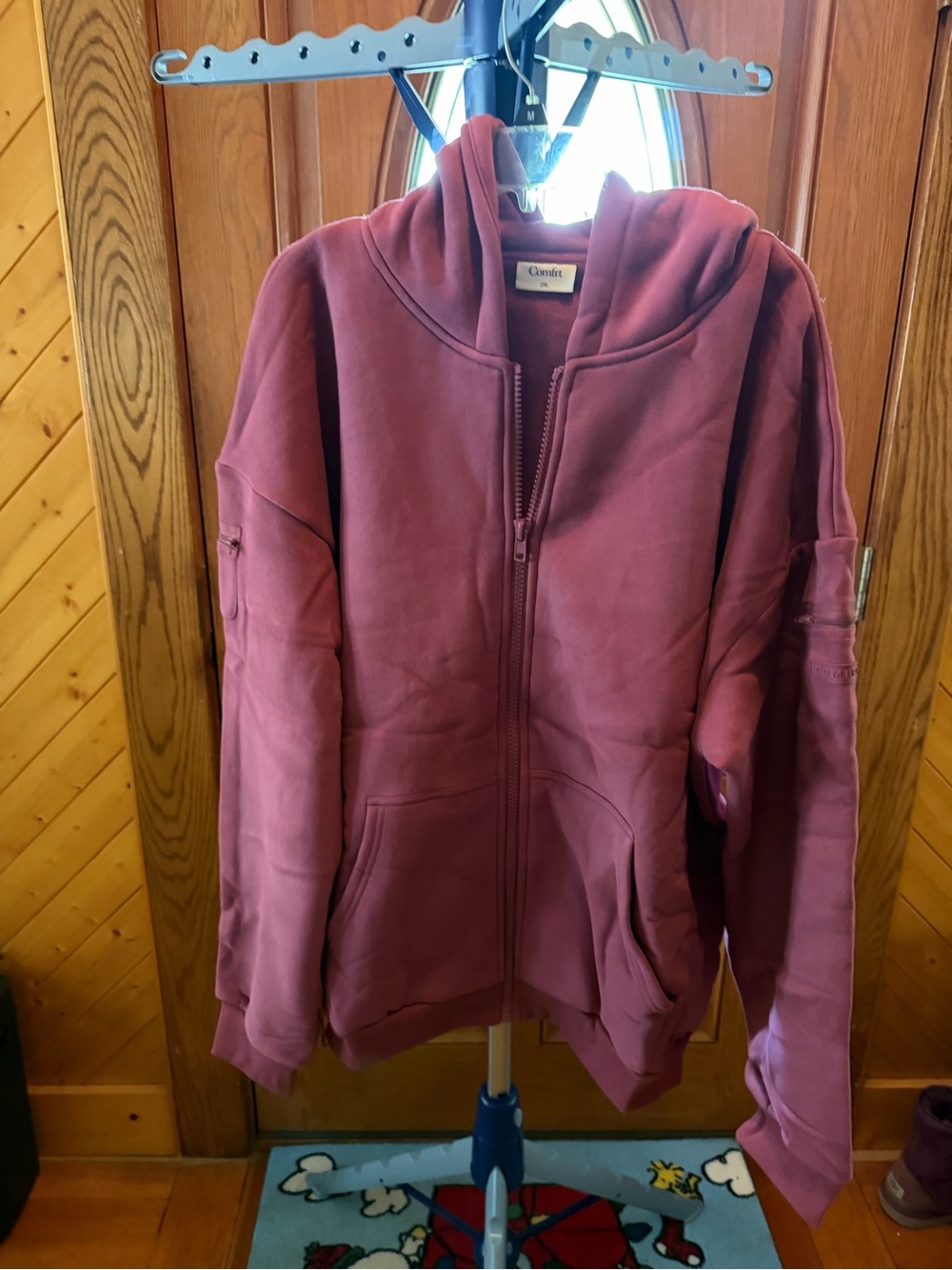 Comfrt Women's Zip-Front Hoodie Track Jacket - Berry